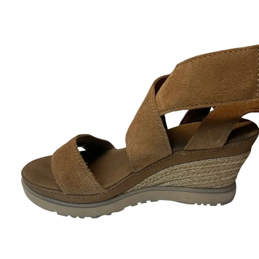 UGG Women's Ileana Ankle Wedge Sandals Chestnut Size 6